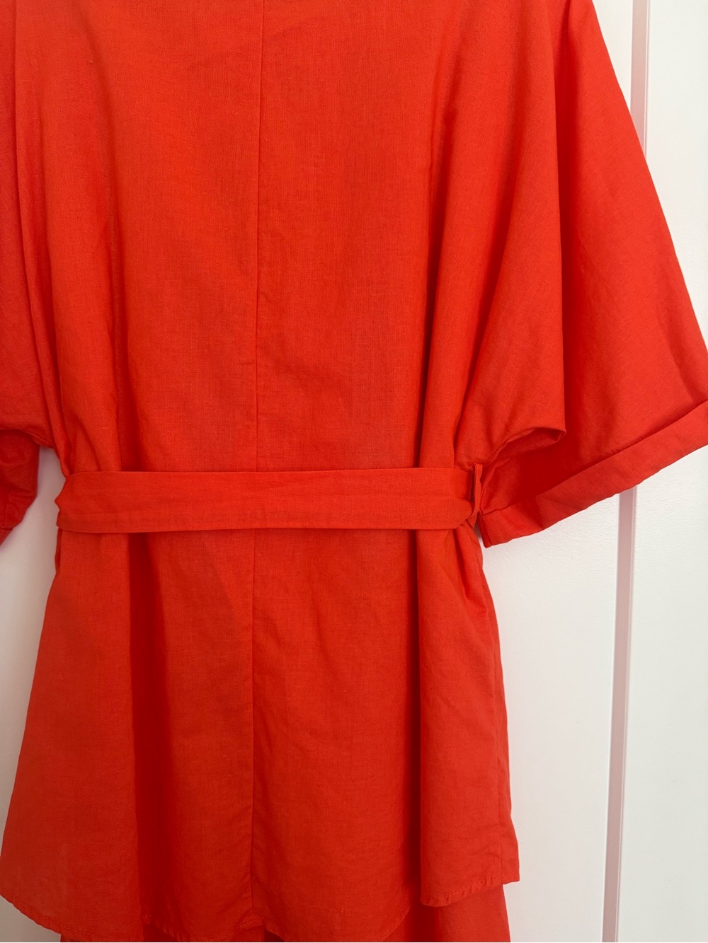 Orange Commense Cotton Linen Blend Belted Two Piece Wide Leg Pants Set Size S - Picture 4 of 4